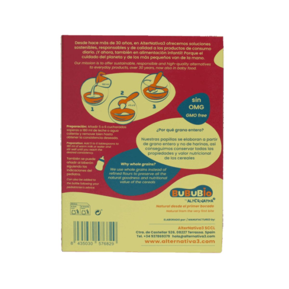Papilla de Mijo y Quinoa Sin gluten BIO BUBUBIO 200g
