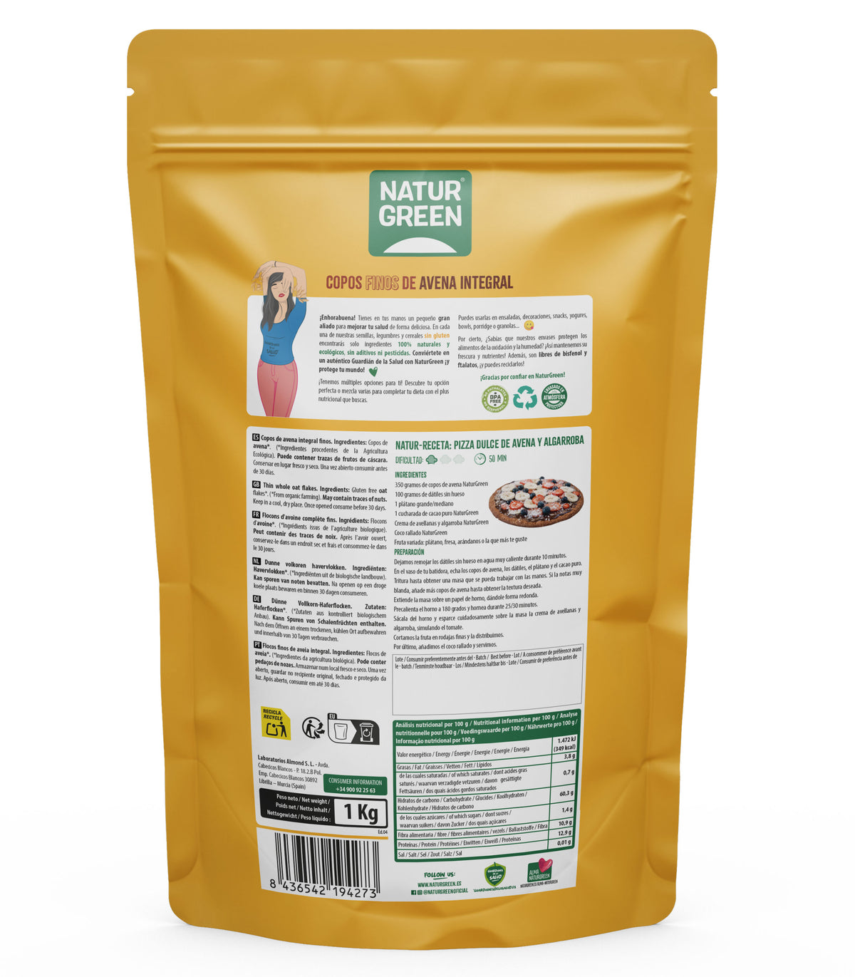 2er-Pack glutenfreie Bio-Haferflocken NaturGreen 2er-Pack à 1 kg