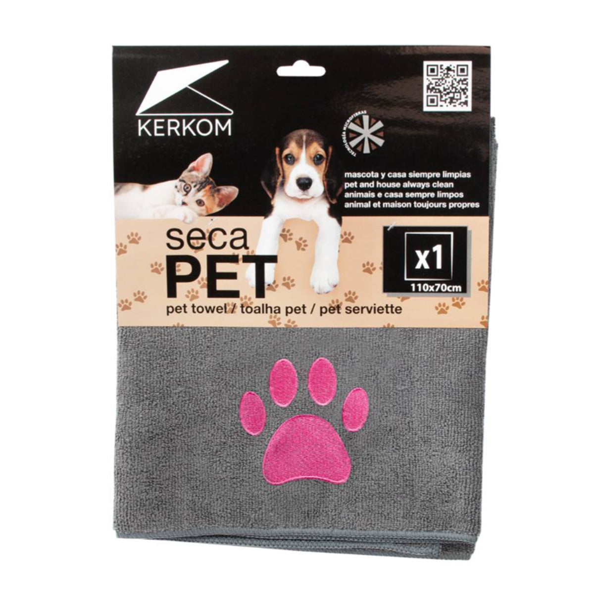 Toalla microfibra mascotas Kerkom 110 x 70 cm