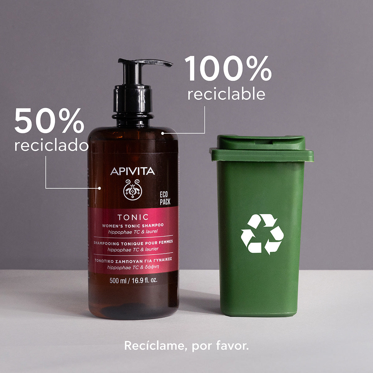 Champú tonificante para mujeres para la caída del cabello - ECOPACK APIVITA, 500 ml