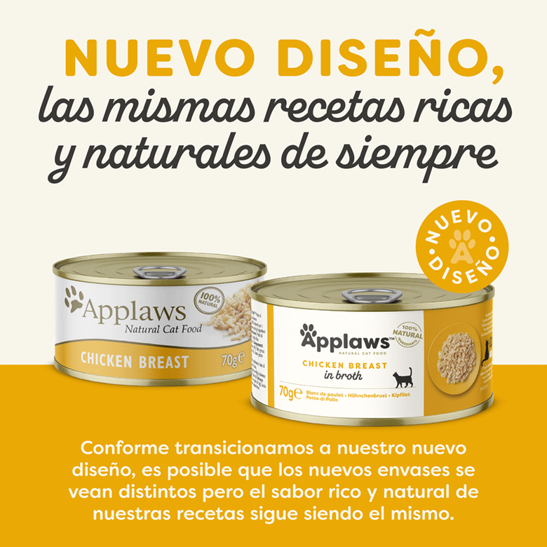 Comida húmeda para gatos natural grain free Lata Pechuga de pollo - Applaws Cat 70 g