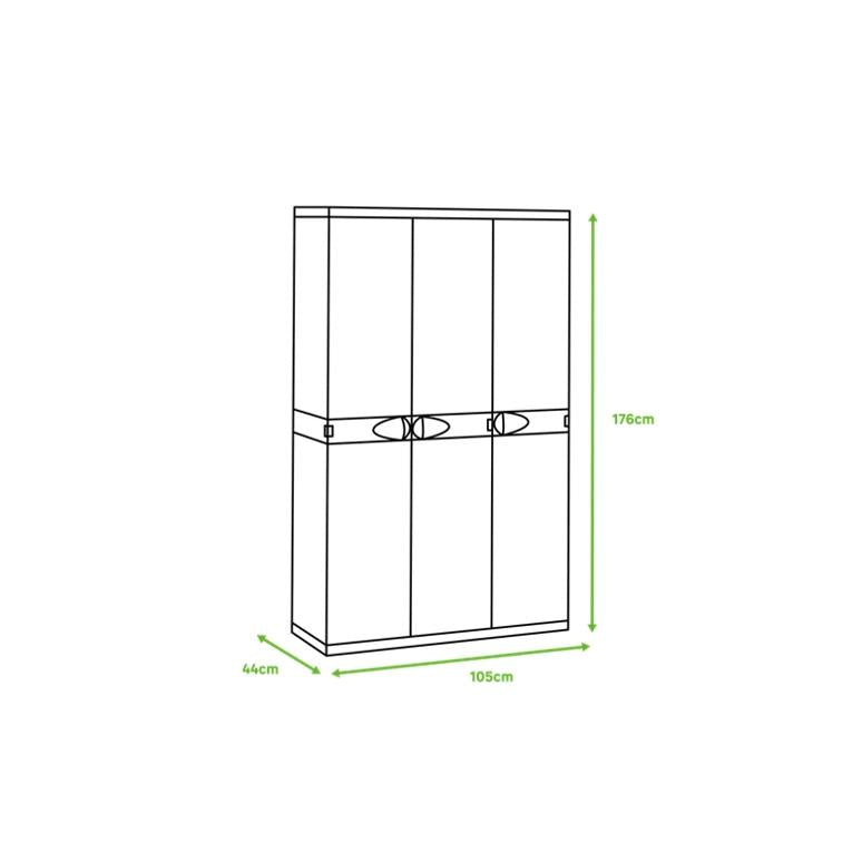 3-türiger Schrank mit Besenhalter 105 cm Titanium Plastiken Schwarz (überholt)