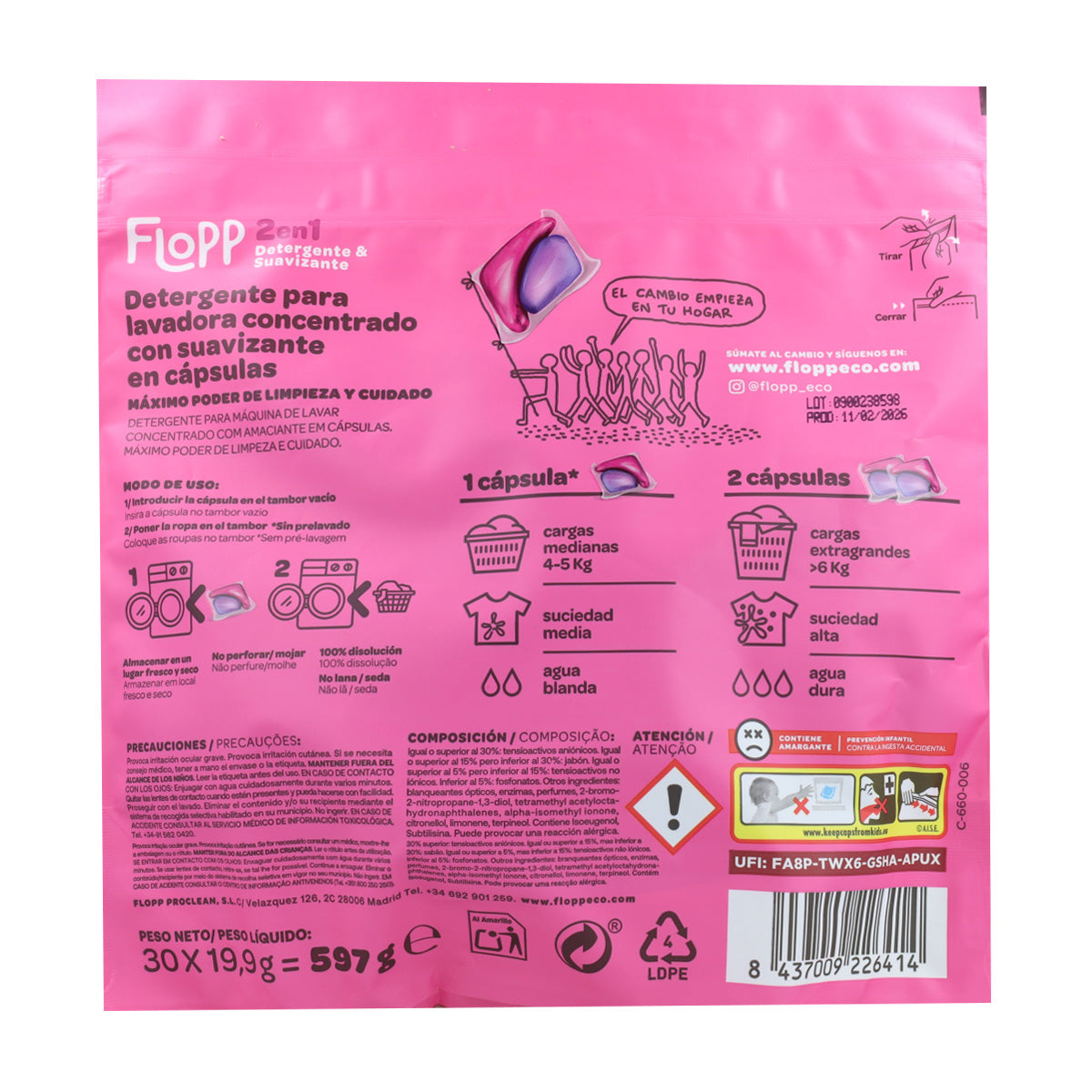 Detergente con suavizante ECO Flopp 30 lavados