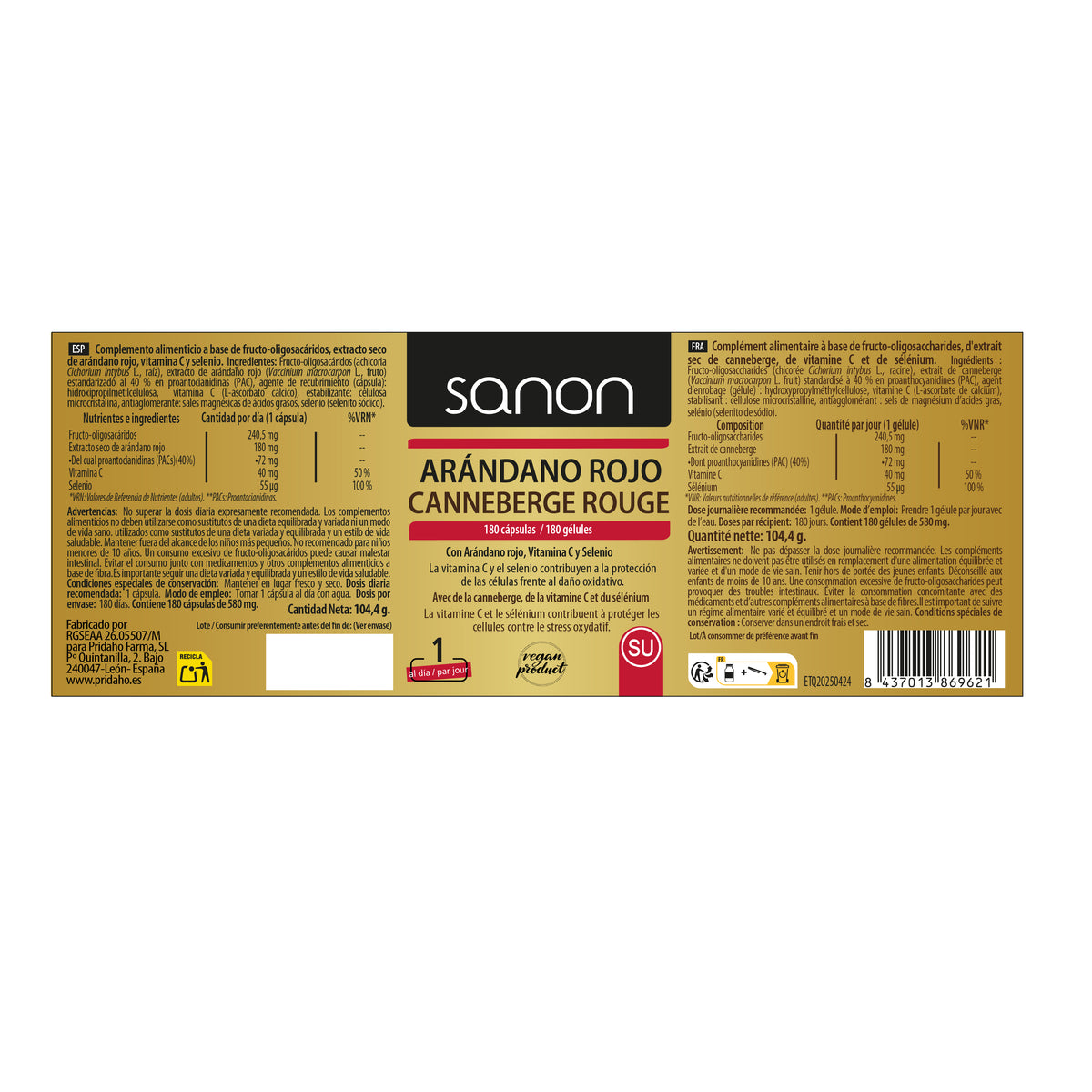 Amerikanische Cranberry 180 Tabletten SANON à 650 mg