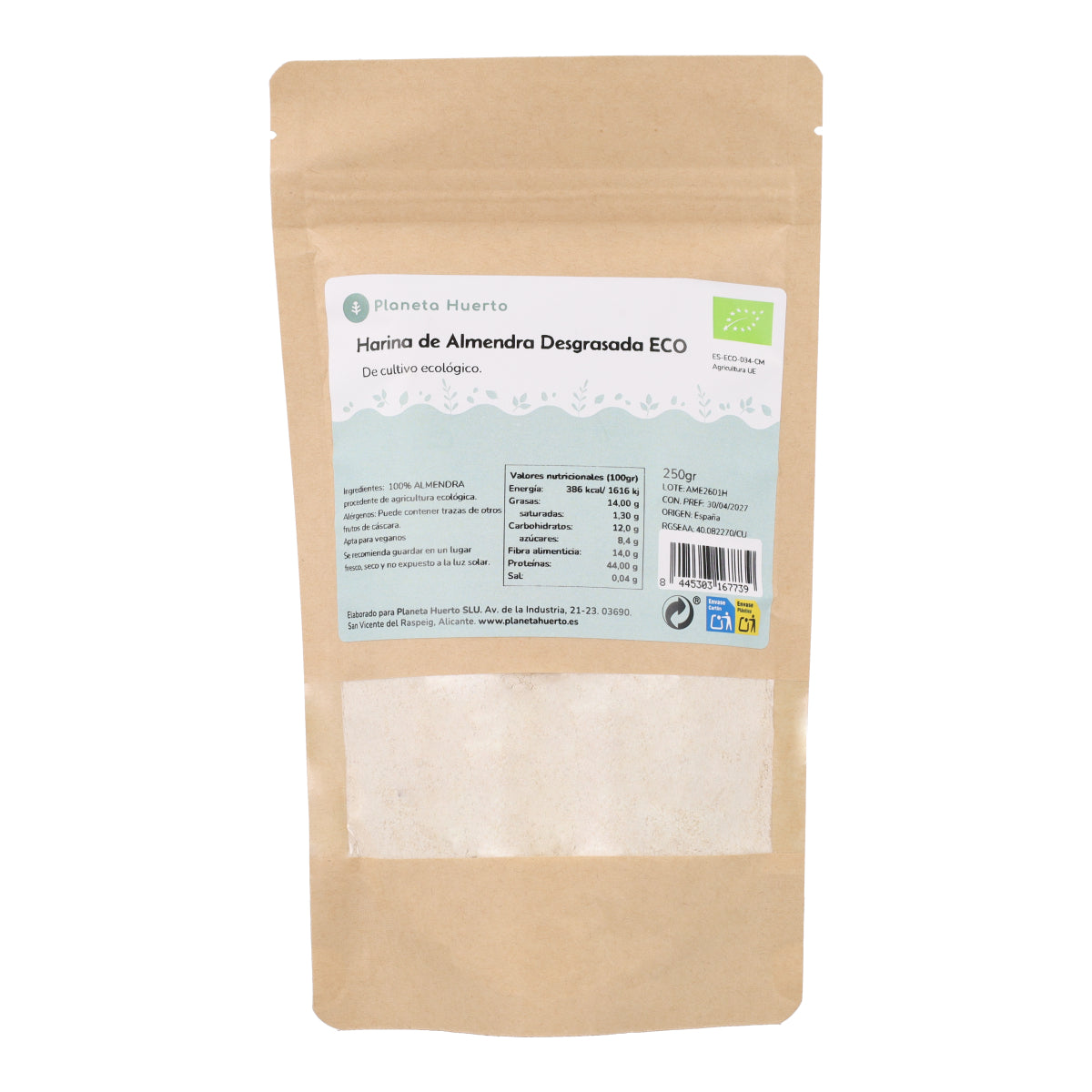 Entfettetes Mandelmehl (Mandelprotein) ECO Planeta Huerto 250 g