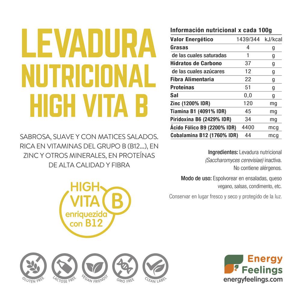 Pack 2x Levadura nutricional vitamina B12 en copos Energy Feelings 250 g