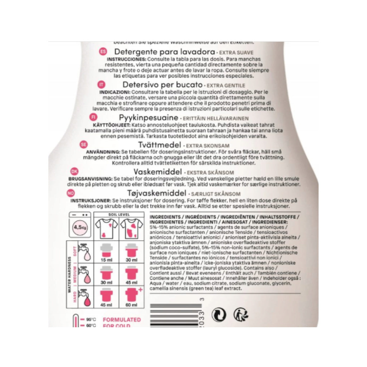 Detergente Sin Perfume lavadoras líquido Attitude 1,04 L