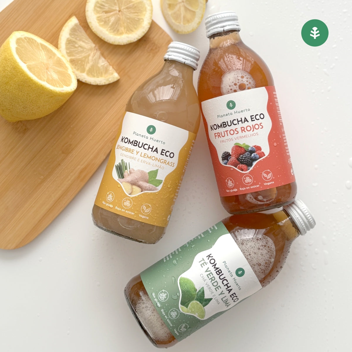 Kombucha ECO té verde y lima Planeta Huerto 330 ml