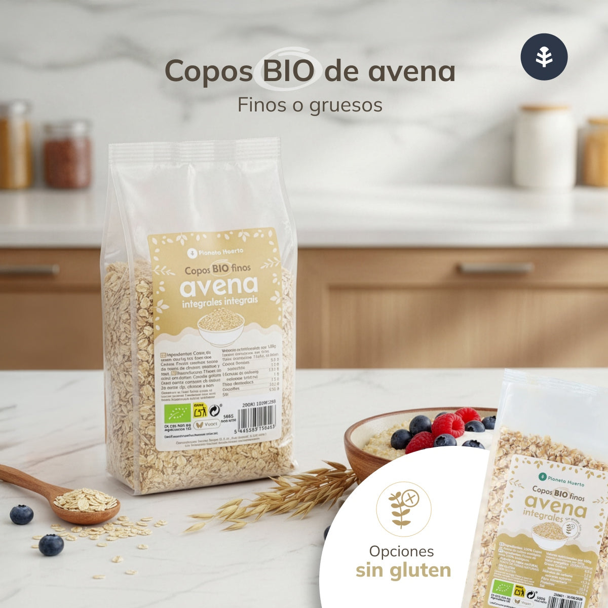 Copos de Avena integrales gruesos ECO Planeta Huerto 1.5 kg