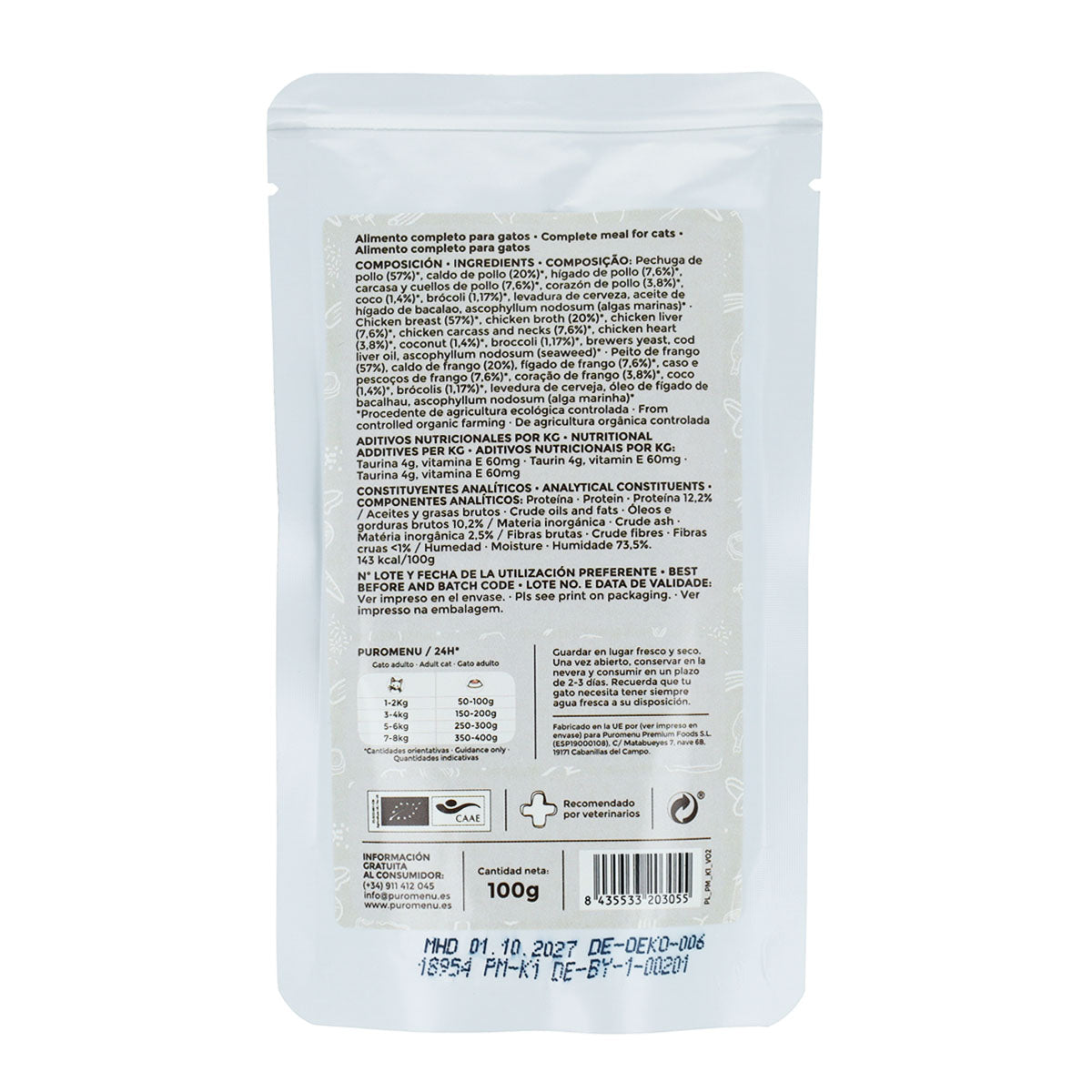 Barf-Nassfutter für Katzen Momento de ternura (Huhn) BIO Puromenu 100 g