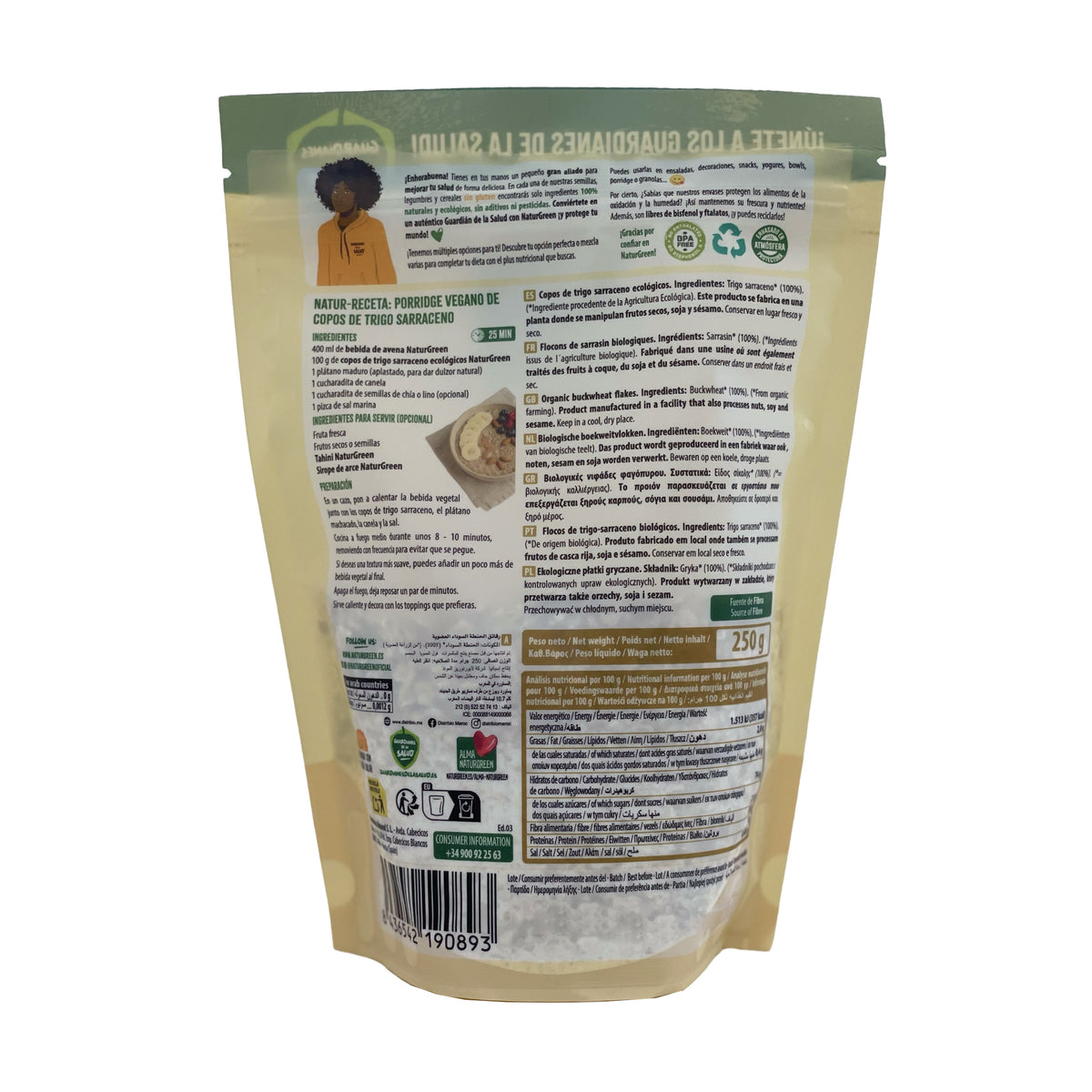 Glutenfreie Bio-Buchweizenflocken Naturgreen, 250 g
