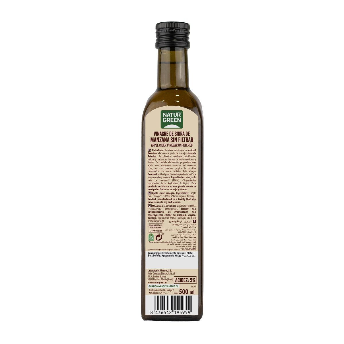 Ungefilterter Bio-Apfelessig NaturGreen 500 ml