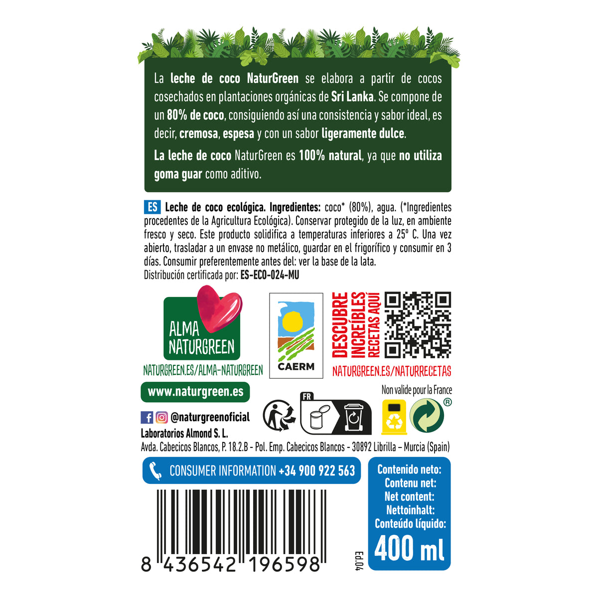 Bio-Kokosmilch NaturGreen 400 g / 400 ml