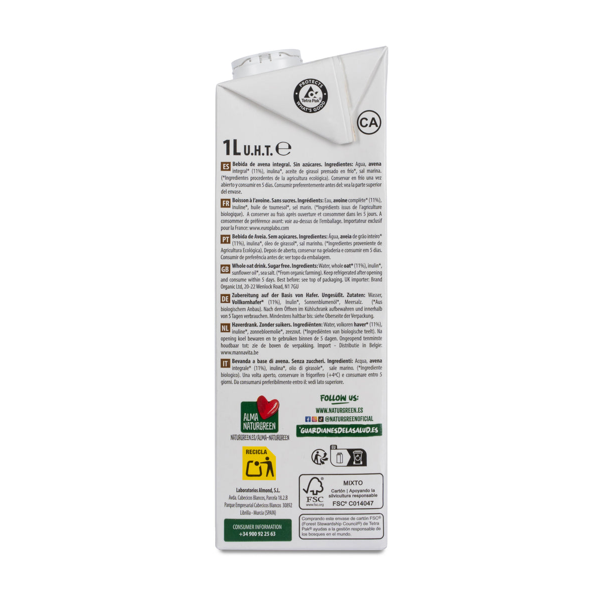 Bio-Haferdrink NaturGreen 1 l, 0 % Zucker