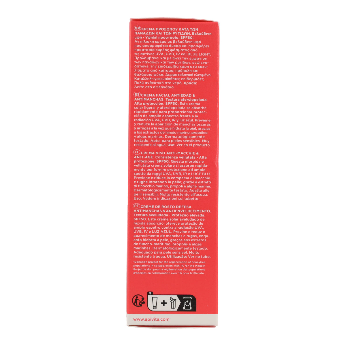 Sonnencreme gegen Hautflecken SPF50 Apivita 50 ml