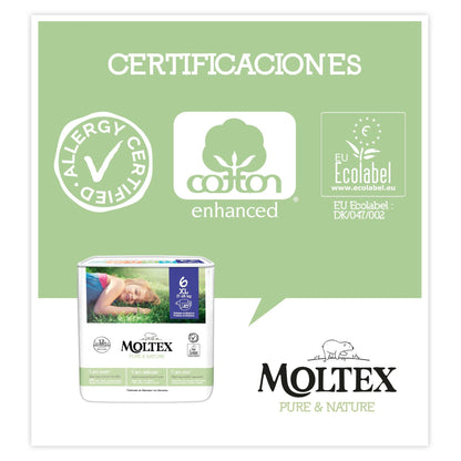 Pañales Moltex Pure & Nature T6 (17-28 kg), 35 Uds