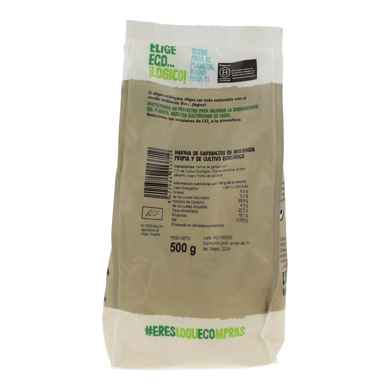 Harina De Garbanzos Bio sin gluten Ecocesta 500 gr