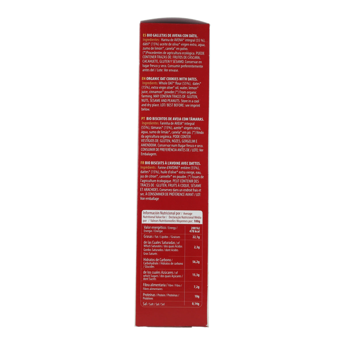 Vollkorn-Haferkekse, gesüßt mit Bio-Datteln Sol Natural 170 g