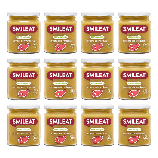 Pack 12x Tarrito BIO ternera y verduras +6 meses Smileat 230g