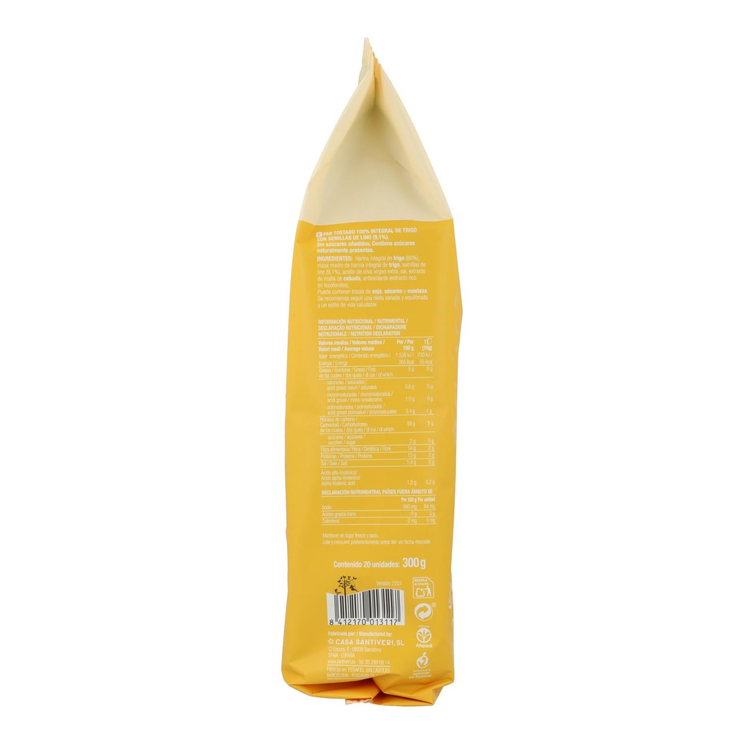 Pan Dextrin 100% Integral con Lino Santiveri 300 g