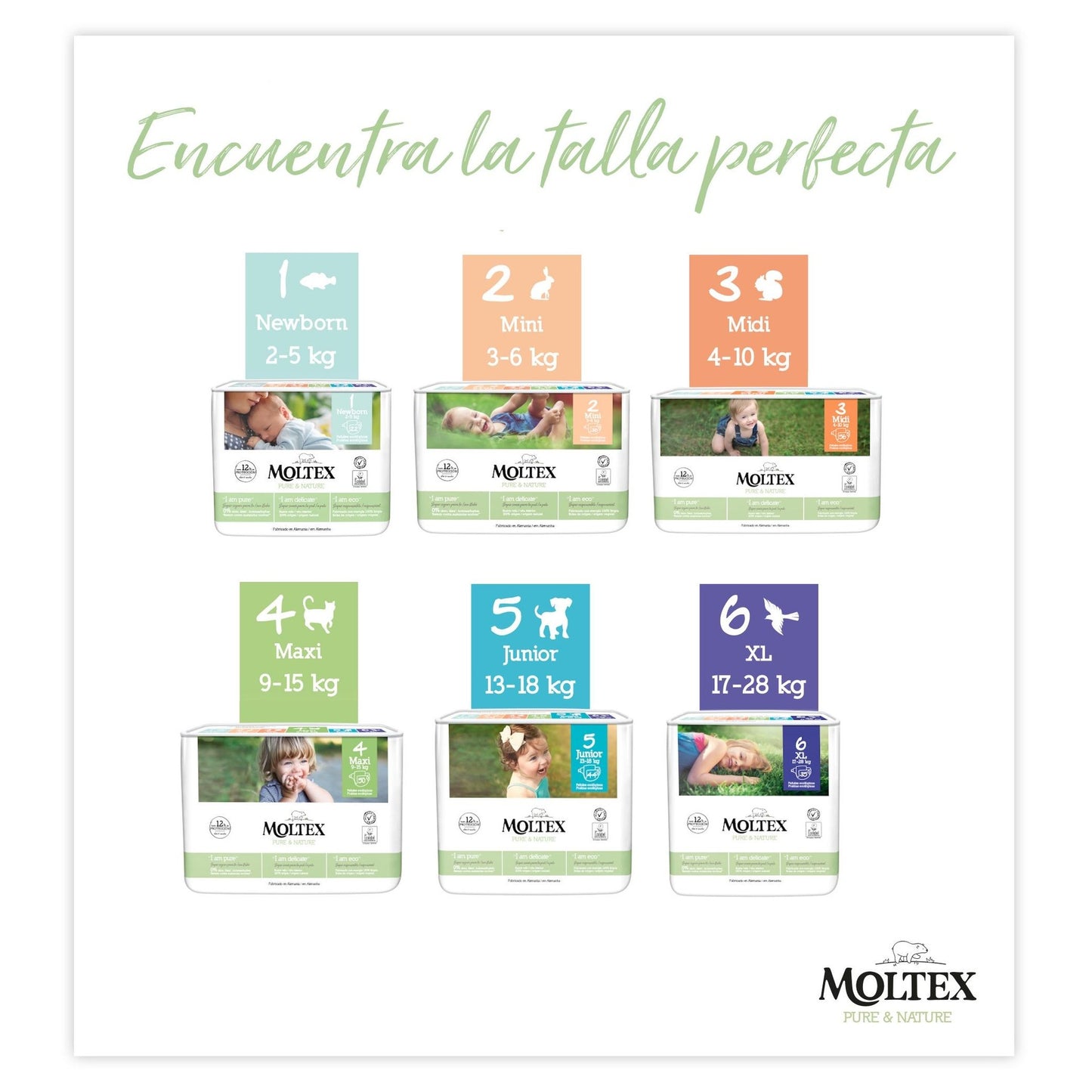 Pañales T3 (4-10 kg)  Moltex Pure & Nature, 56 Uds