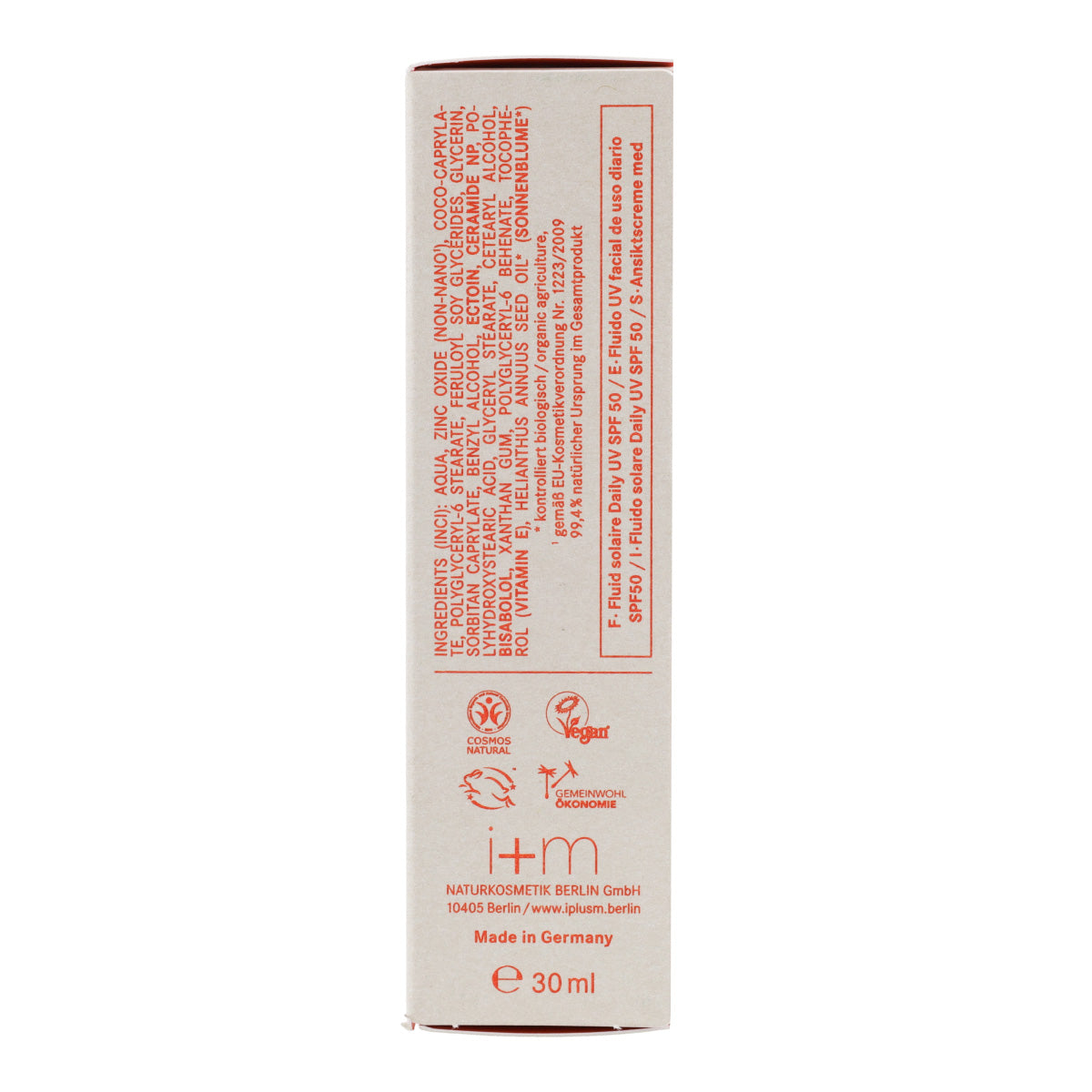 Gesichtsfluid für den täglichen Gebrauch UV SPF50 I+M 30 ml