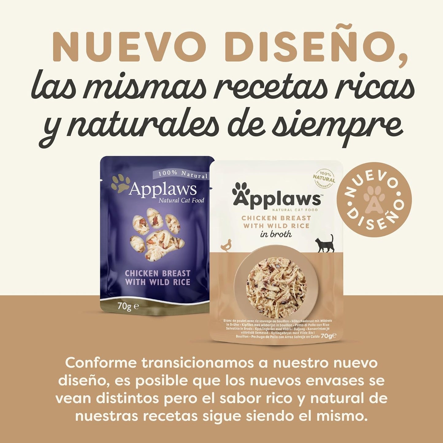 Comida húmeda para gatos Sobre Pollo con arroz salvaje 70 g Applaws Cat