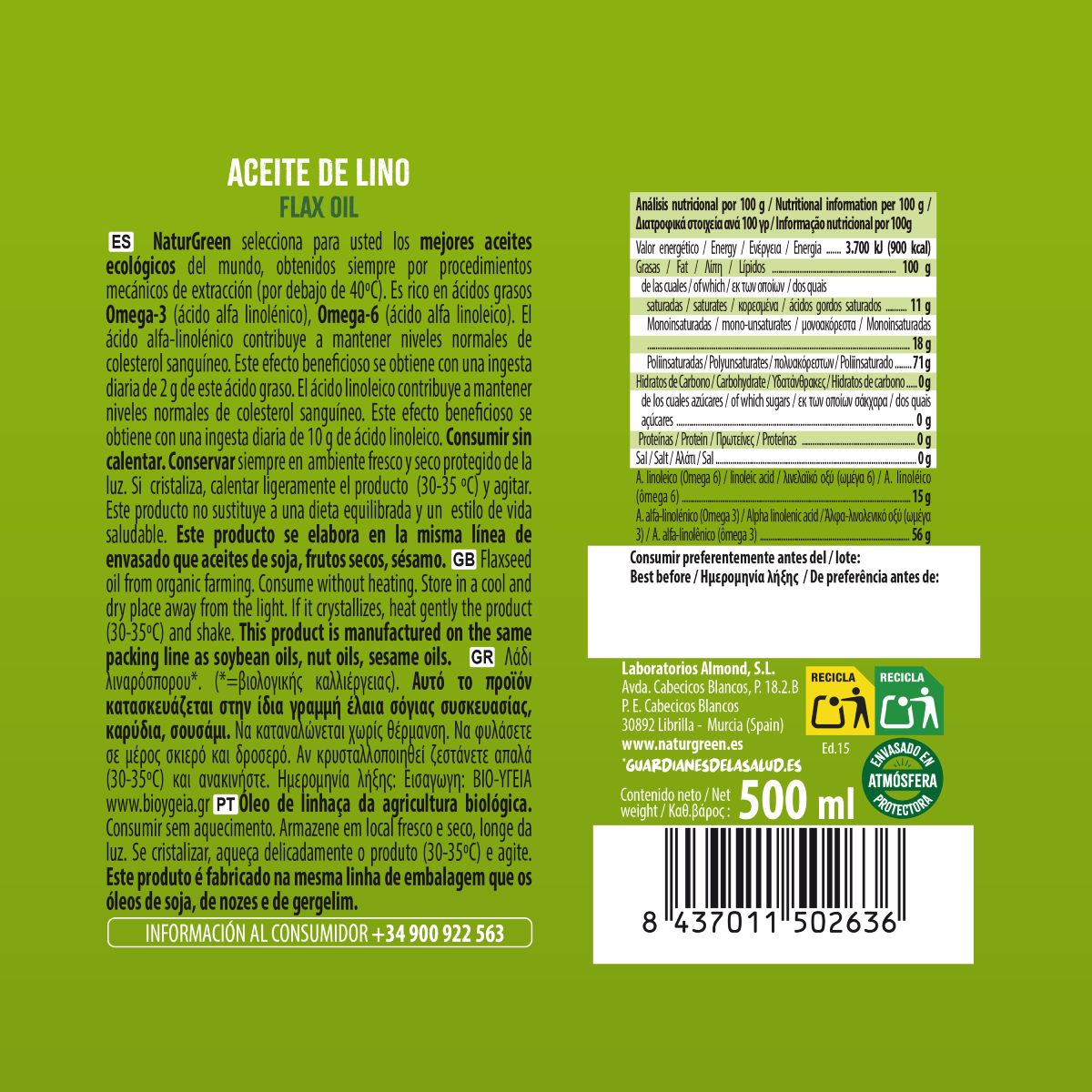 Bio-Leinöl NaturGreen 500 ml