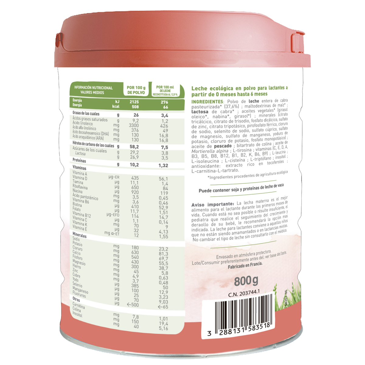 Pack 2x Leche de Cabra BIO Caprea 1 Babybio 800 g