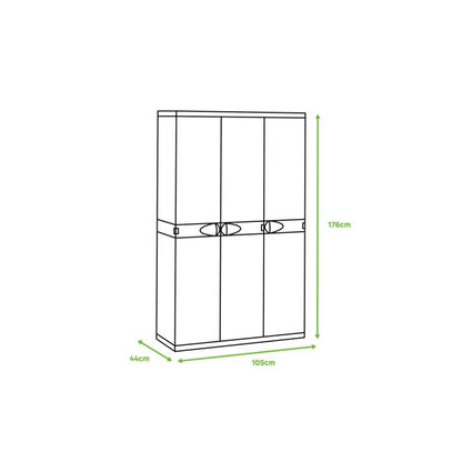 3-türiger Schrank mit Besenhalter 105 cm Titanium Plastiken Schwarz (überholt)