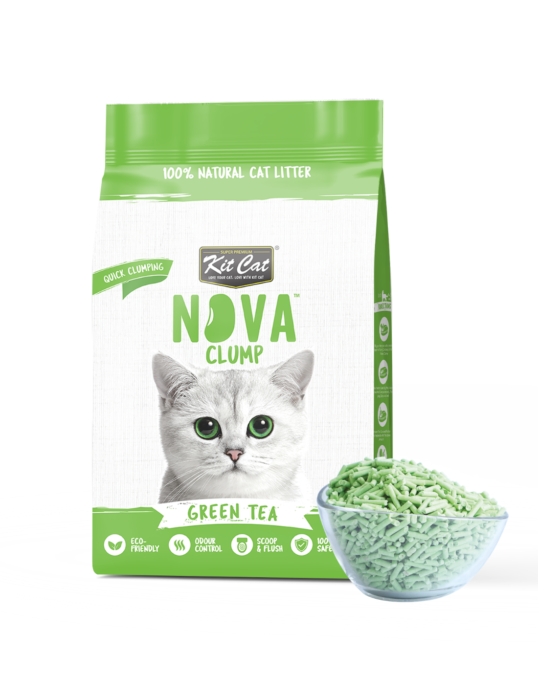 Kit Cat Arena Eco SoyaClump – Green Tea 7 l Katzenstreu