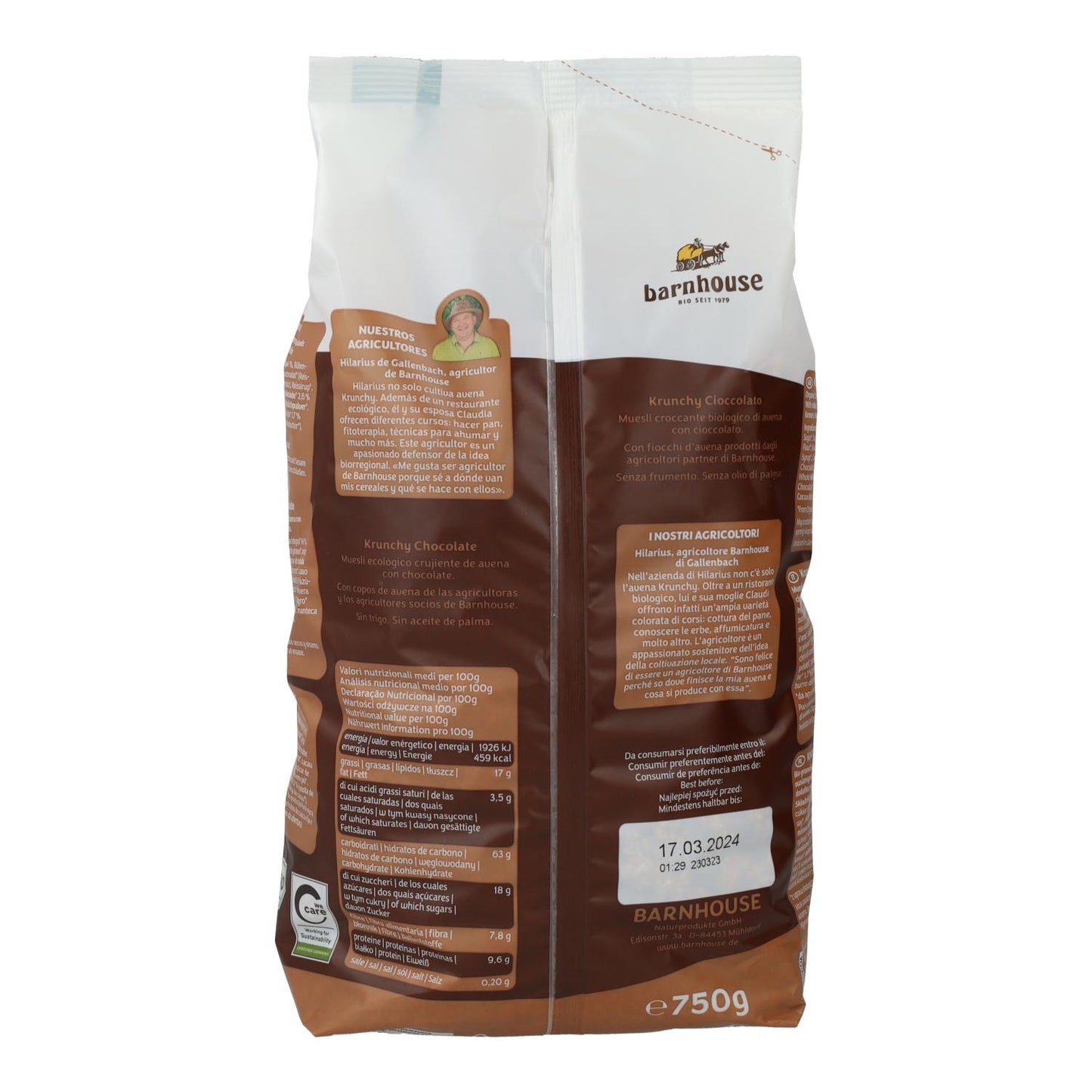 Muesli Krunchy Sun Chocolate BIO Barnhouse 750 g