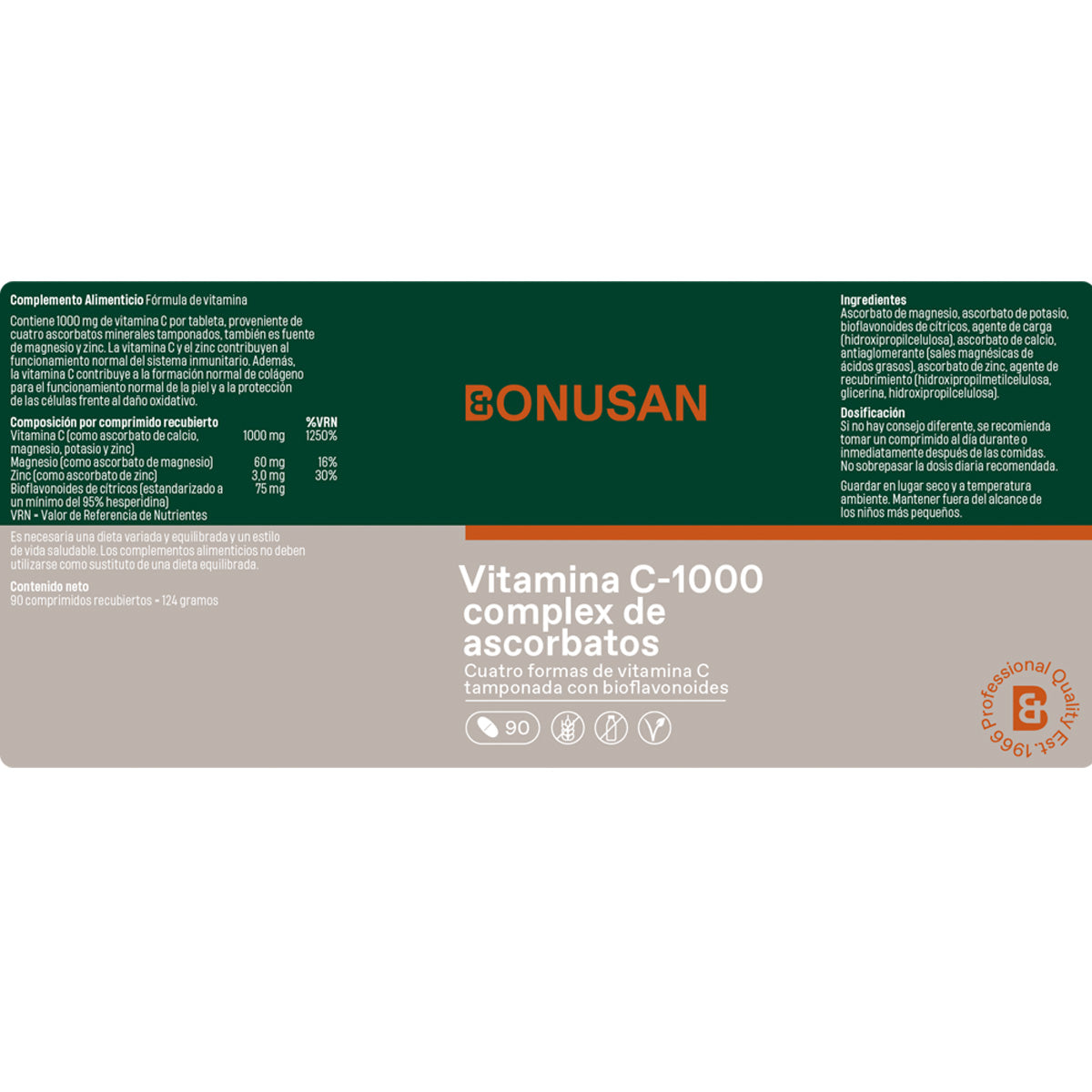 Vitamina C-1000 complejo de ascorbates Bonusan 90
