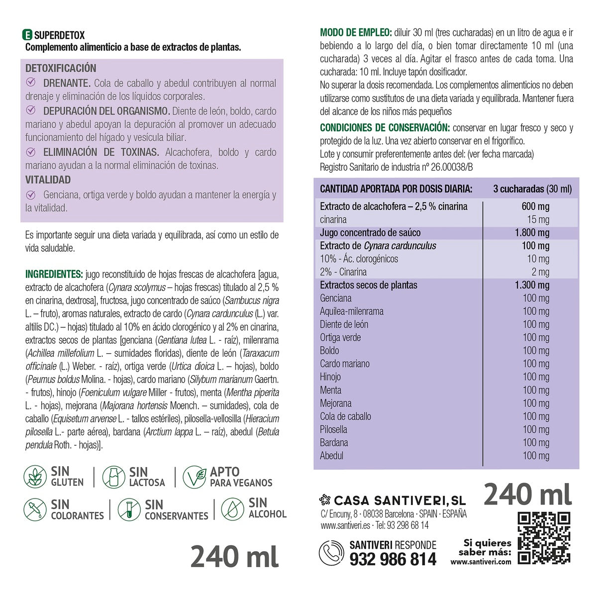 Superdetox Sirup Santiveri 240 ml