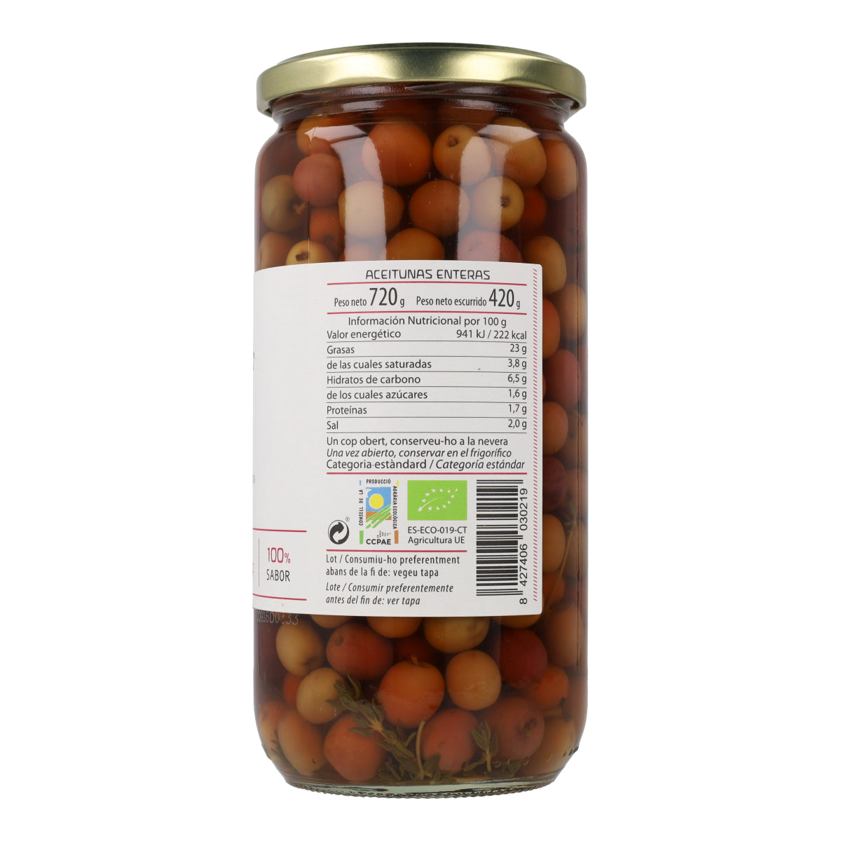 Ökologische Arbequina-Oliven Cal Valls 720 g