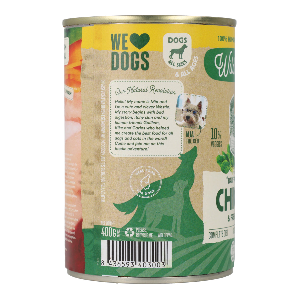 BARF-Hühnchen-Dose für Hunde Wild Balance 400 g