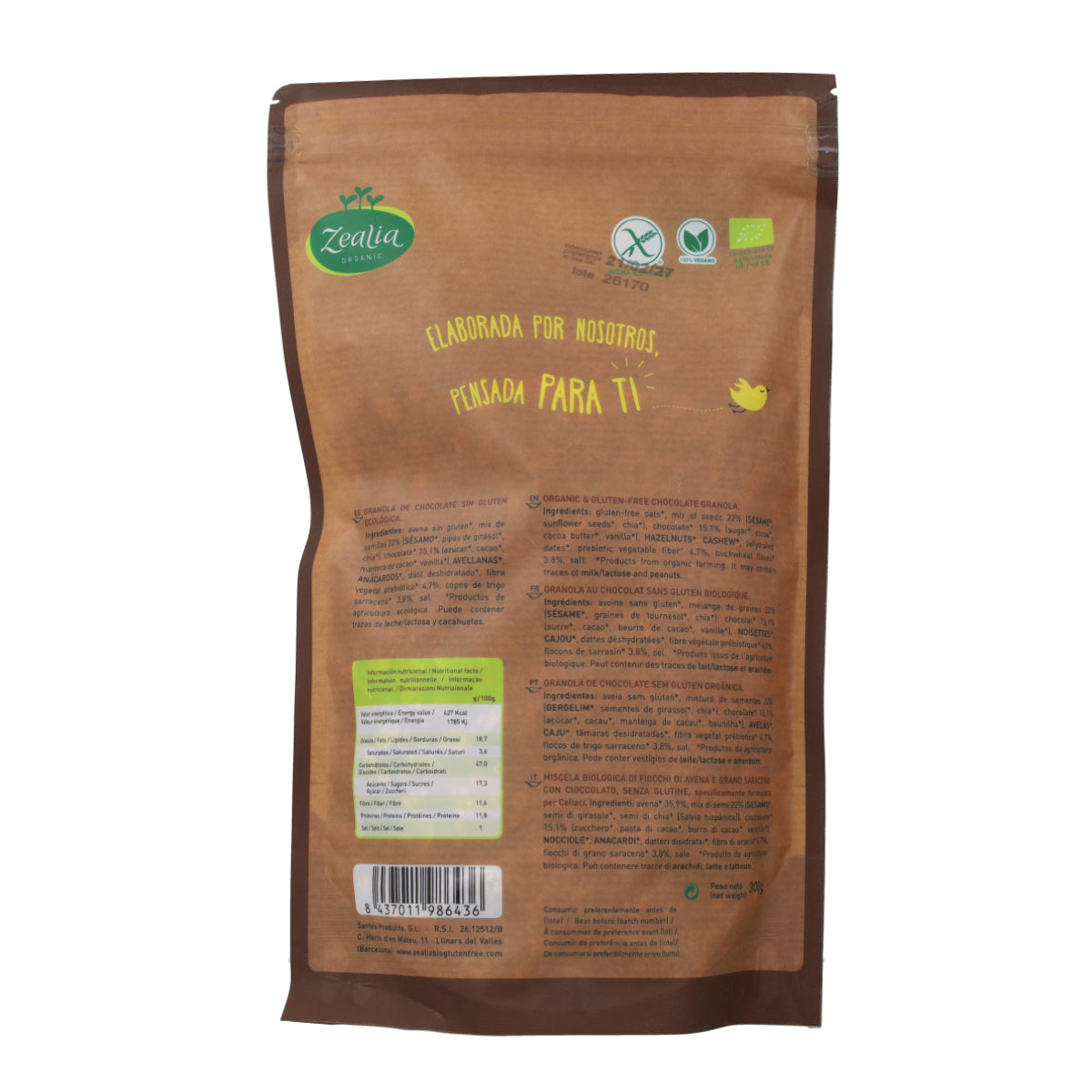 Bio-Schokoladenmüsli glutenfrei Zealia 300 g