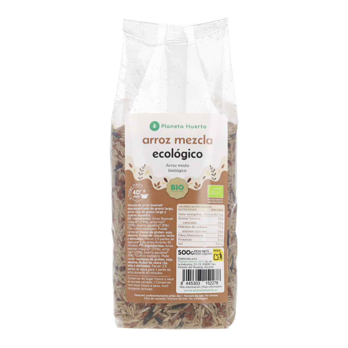 Gemischter Basmati-Reis int, rot, wild ECO Planeta Huerto 500 g