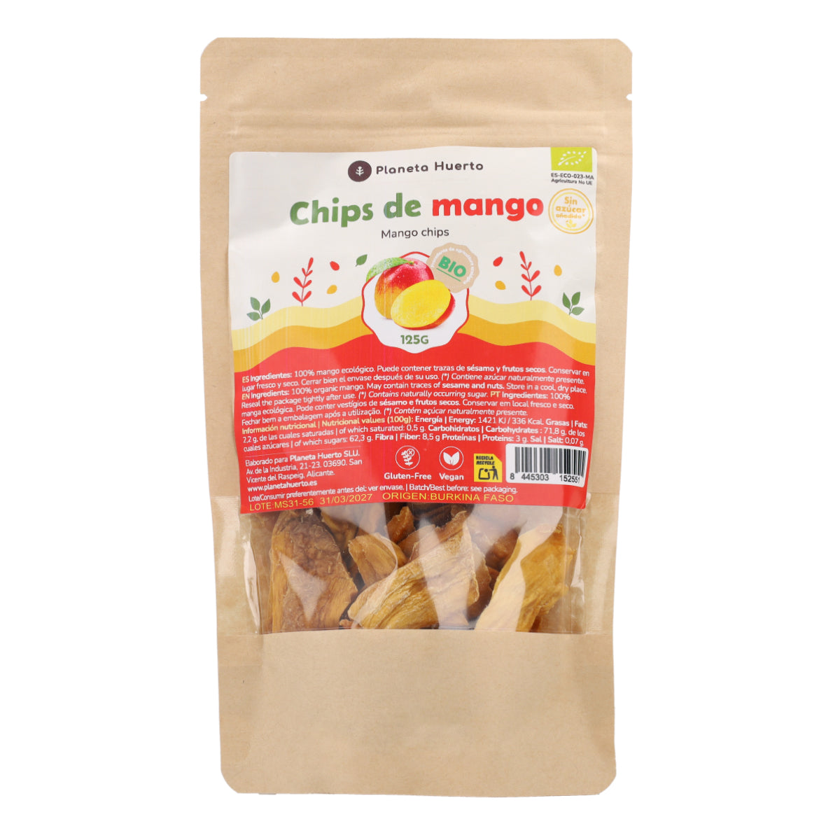 Getrocknete Mango-Chips ECO Planeta Huerto 125 g