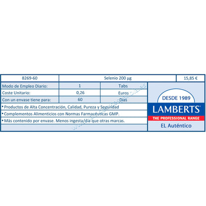 Selenio Lamberts 60 tabletas