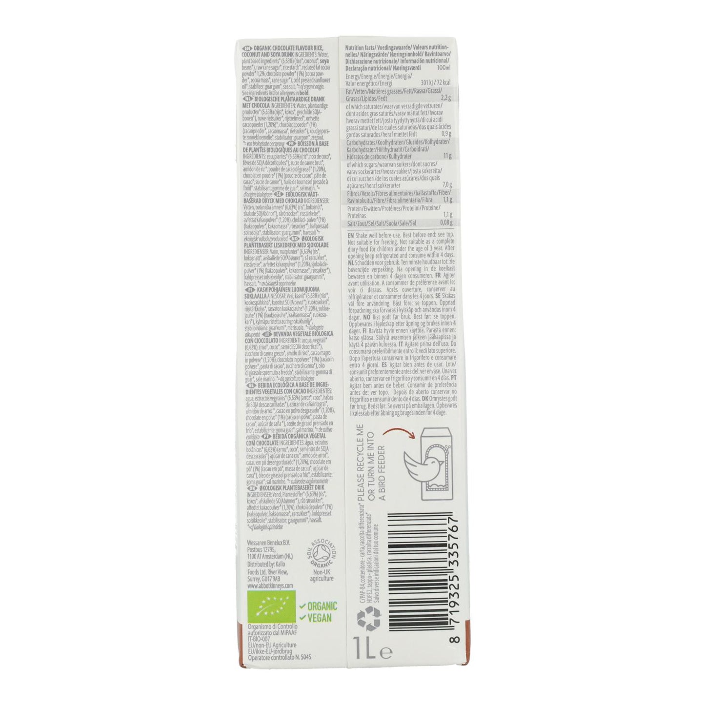 Bebida Vegetal Best Of Plants chocolate (coco, soja y arroz) Bio Abbot Kinney 1