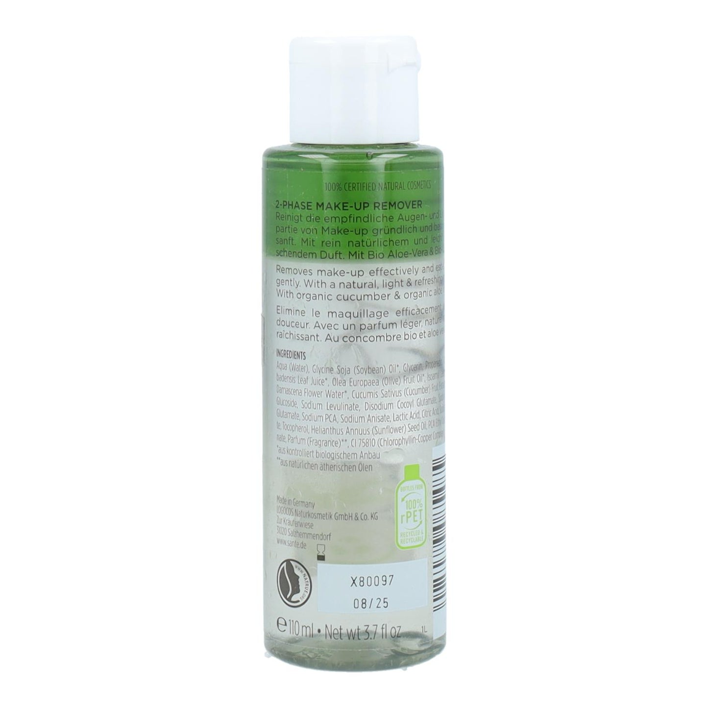 Aceite Desmaquillante Bifásico Ojos y Labios Sante 110 ml