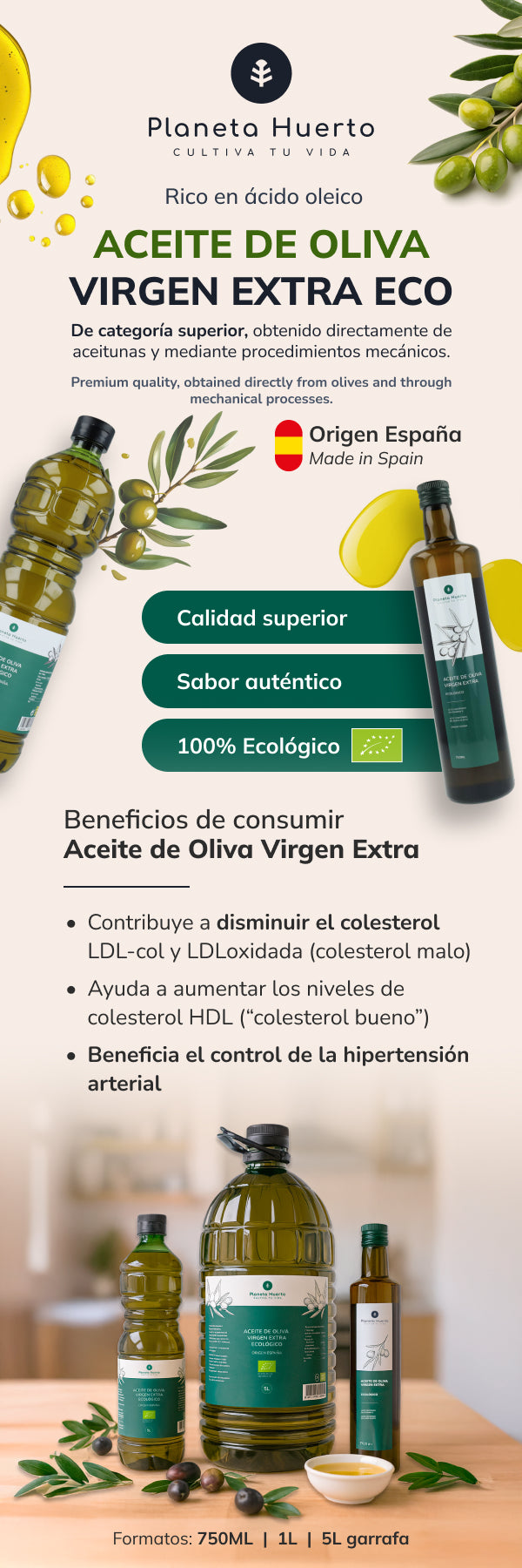 Natives Olivenöl Extra ECO Planeta Huerto 1 L