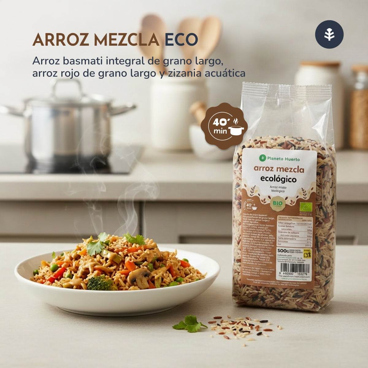Gemischter Basmati-Reis int, rot, wild ECO Planeta Huerto 500 g