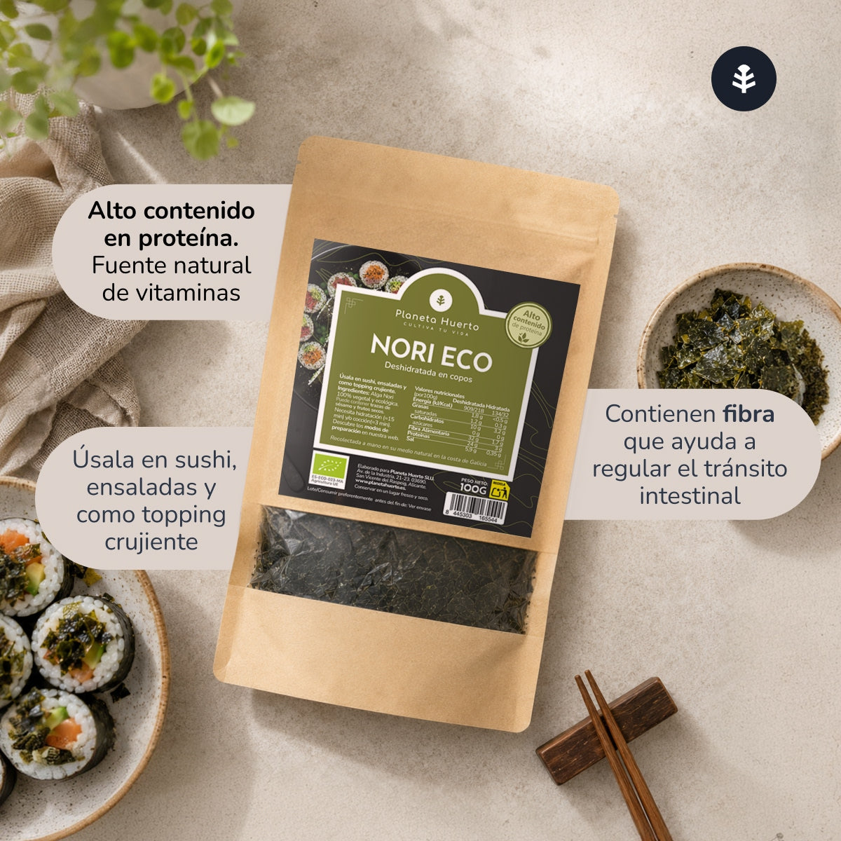 Nori-Algenflocken ECO Planeta Huerto 100 g
