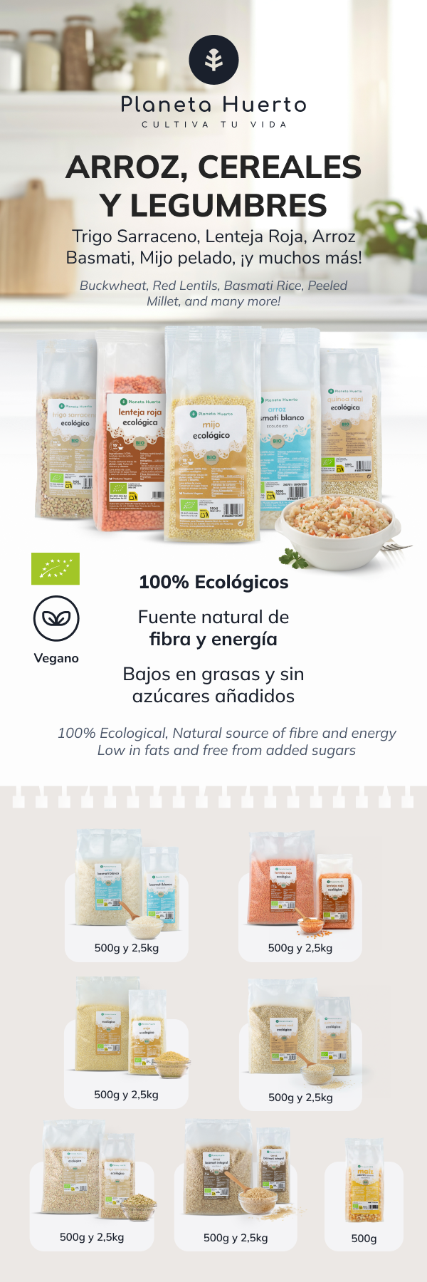 10er-Pack dreifarbige Quinoa ECO Planeta Huerto 500 g