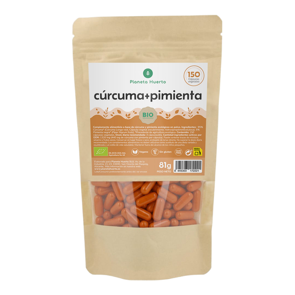 Bio-Kurkuma + Bio-Pfeffer Planeta Huerto 150 Kapseln