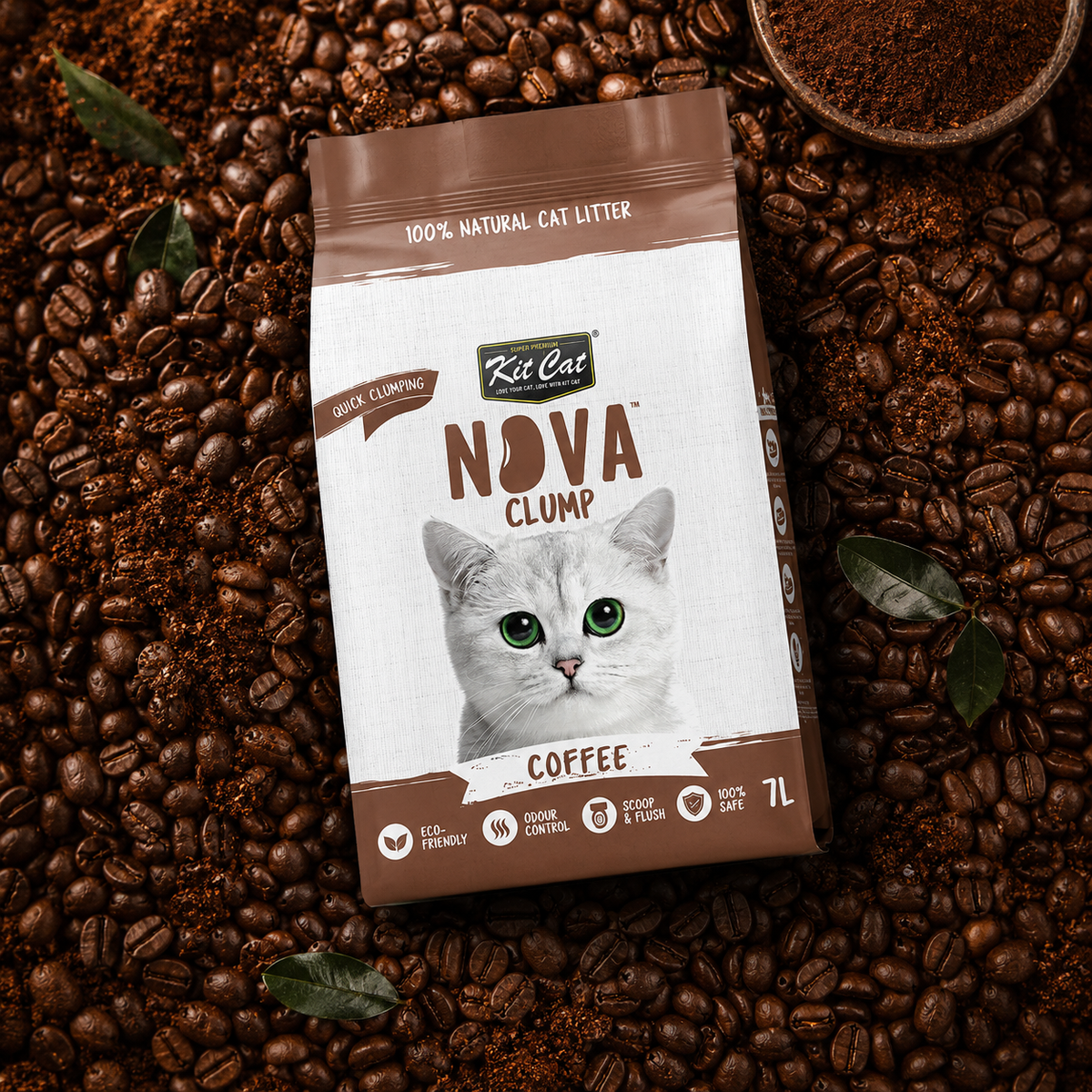 Kit Cat Arena Eco SoyaClump – Coffee 7 l Katzenstreu