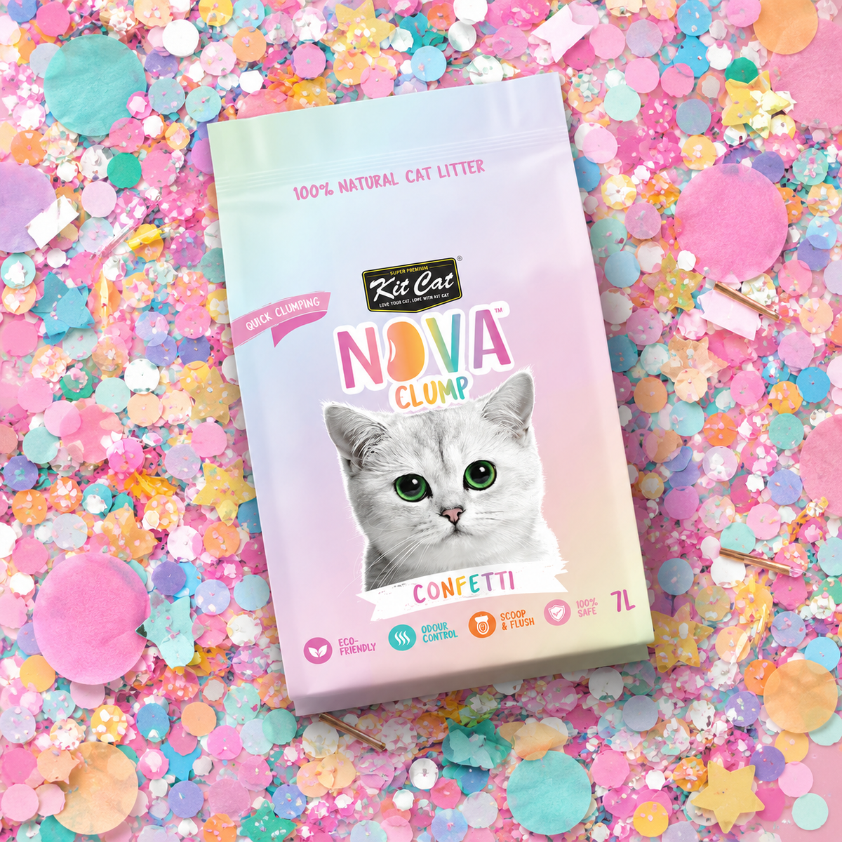 Katzenstreu-Set Eco SoyaClump – Confetti 7 l Katzenstreu