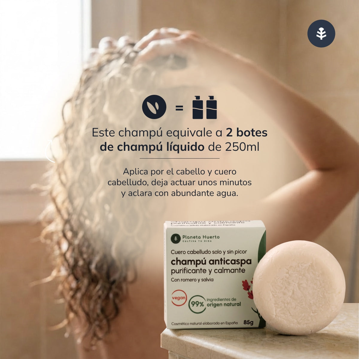 Festes Anti-Schuppen-Shampoo mit Rosmarin und Salbei Planeta Huerto 85 g